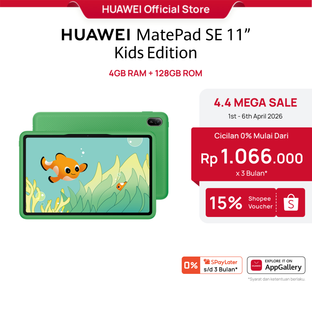 [4.4 Voucher s/d 15% | TABLET ANAK] HUAWEI MatePad SE 11" Kids Edition Tablet | 2K Eye Comfort HUAWE