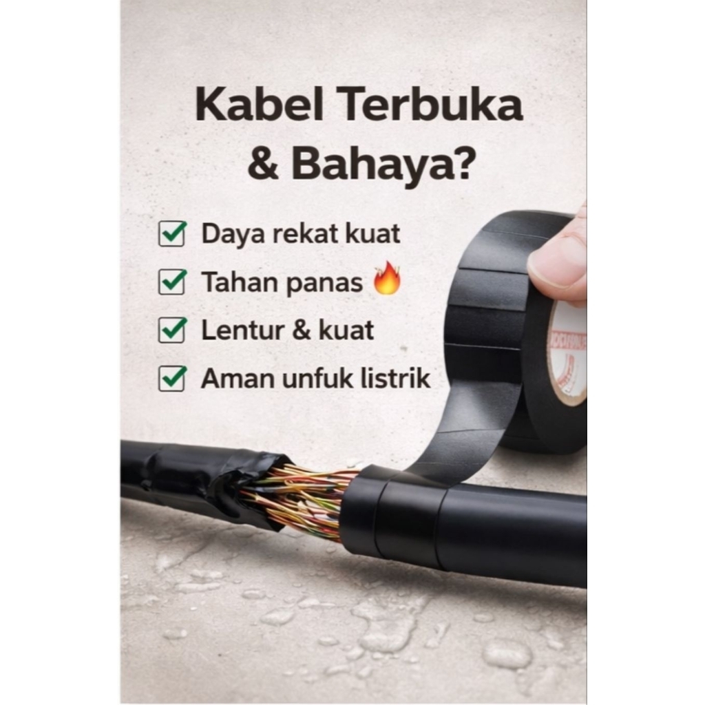 COTRAN Isolasi Listrik Hitam Tape Kabel Premium Kuat & Tahan Panas