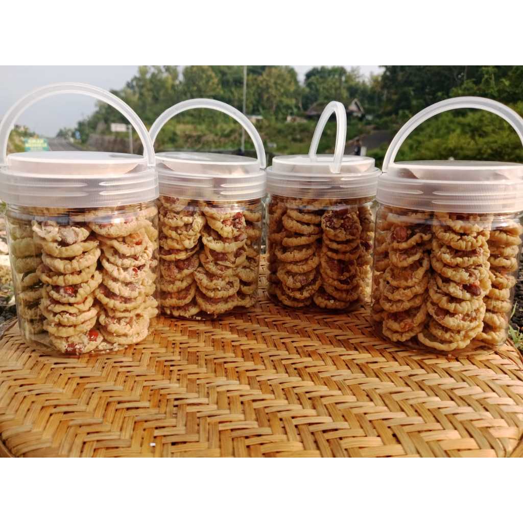 Peyek Koin Gurih & Renyah (243gr) - Rempeyek Bulat Mini Toples Jinjing