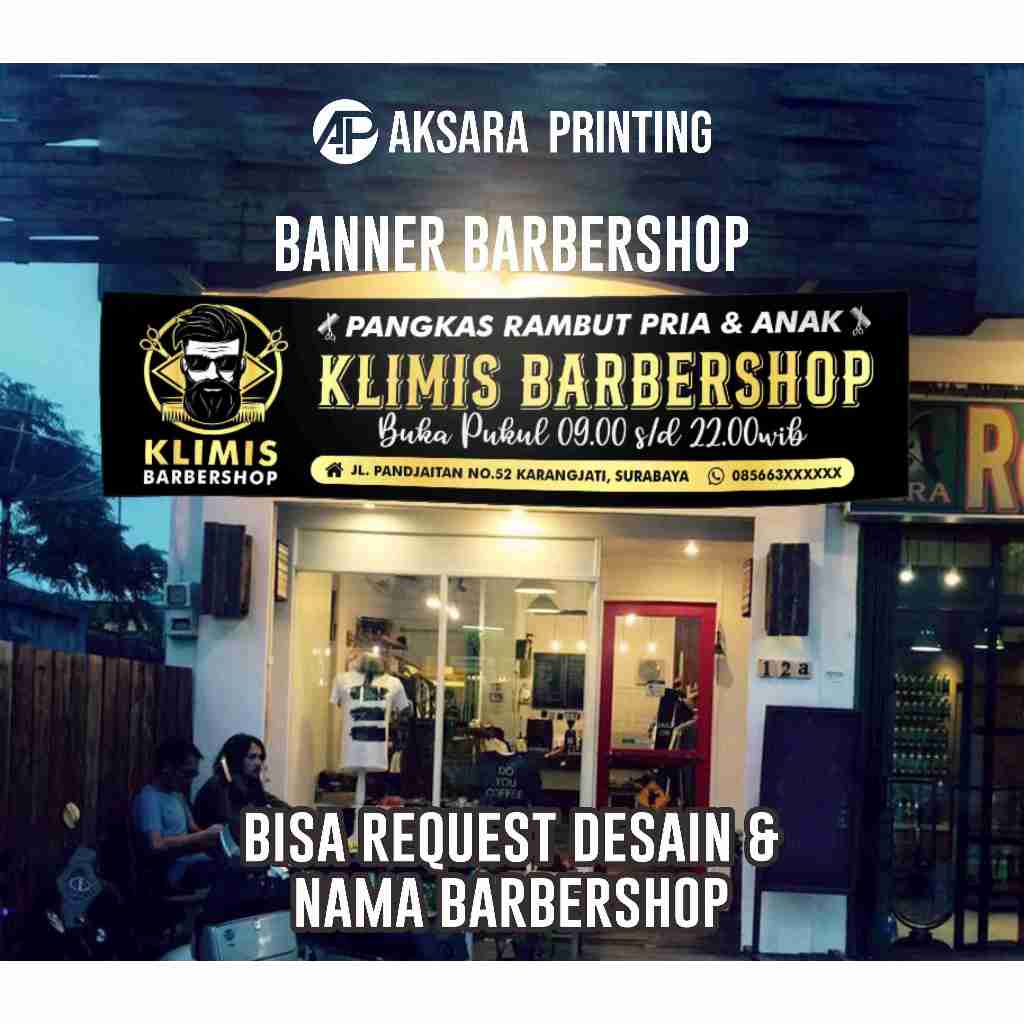 Banner Baner Barbershop Spanduk Barbershop Banner Pangkas Rambut Spanduk Cukur Rambut Pria dan Anak 