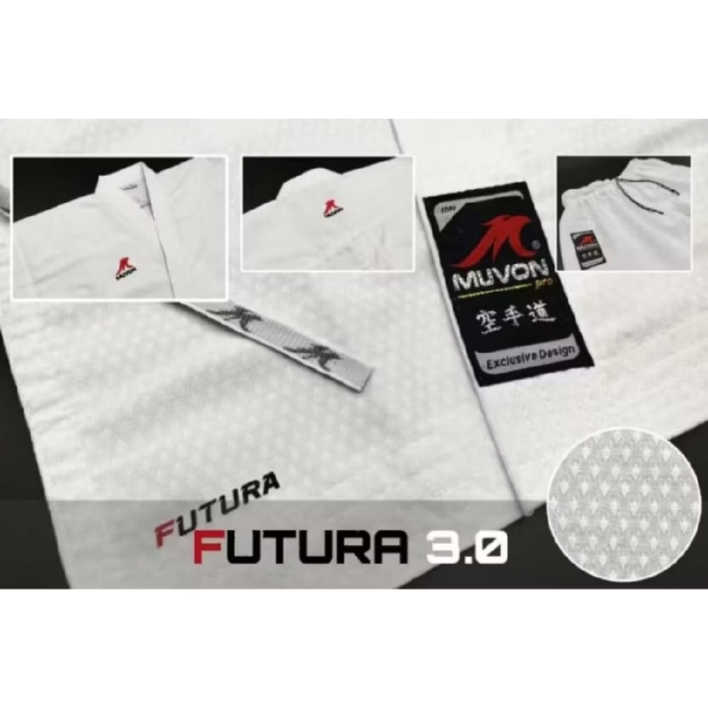 Baju Karate Gi Muvon Kumite Futura 3.0 WKF Style (setelan Baju + celana), exclusive design.100% Orig
