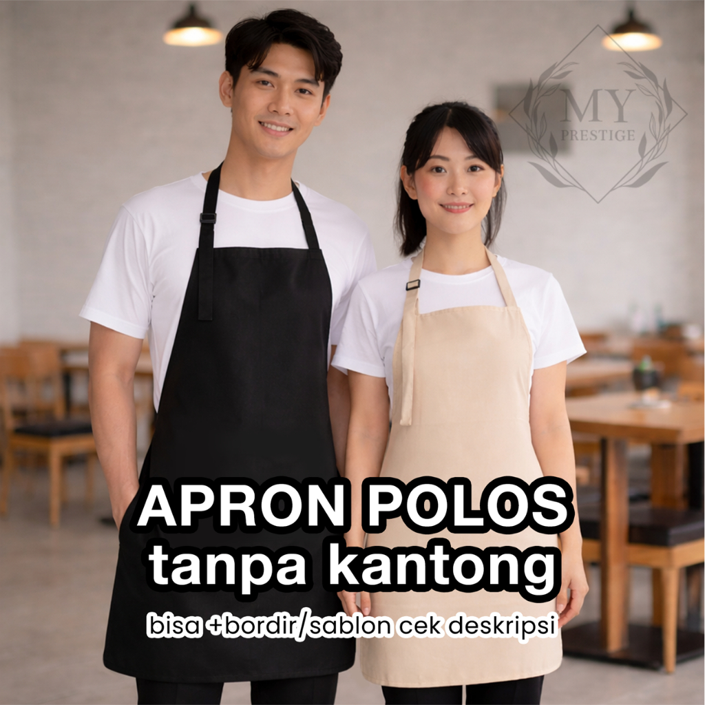 Celemek katun polos apron masak kain drill celemek masak