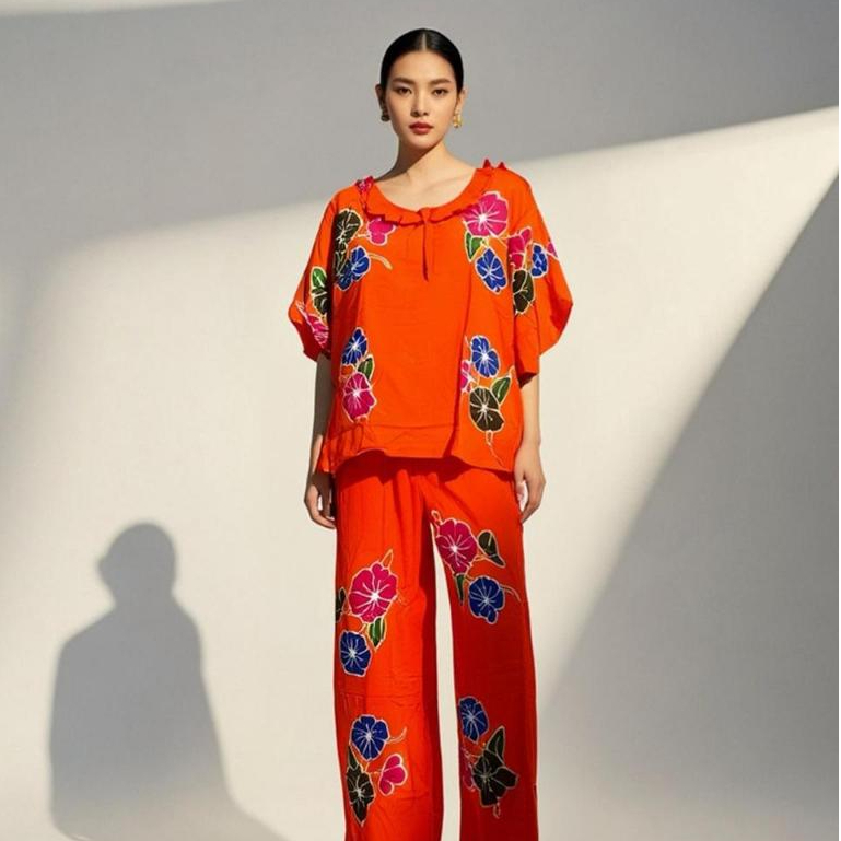 Setelan Baju Wanita Batik Cap Spesial Sunan One Set Premium Motif Etnik Rayon Tebal Nyaman Abg