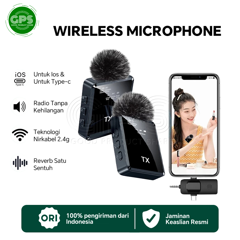 3 in 1 Mikrofon Nirkabel/Lavalier Dual Mic Portabel/Wireless Microphone HP Klip/Bluetooth Tanpa Kabe