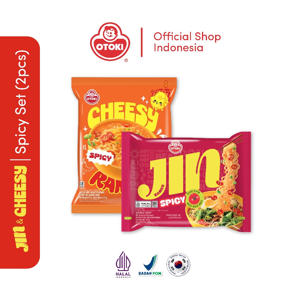 OTOKI HALAL JIN Ramen Spicy  + Cheesy Ramen Spicy - Mie Instan Kuah Ramyeon | Mie Korea Halal Viral 