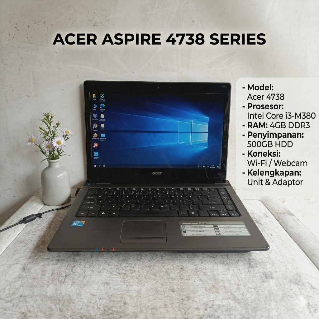 laptop acer aspire 4738  series intel core i3-m380 ram 4gb ddr3 hardisk 500GBgb