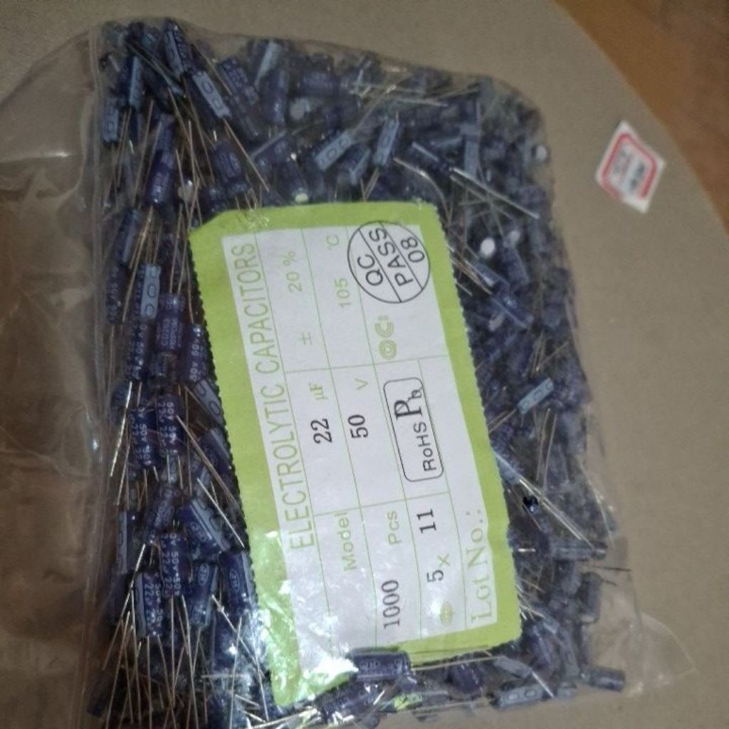 1.000 pcs elco kapasitor 22uf 50v Elko 22 uf 50 volt