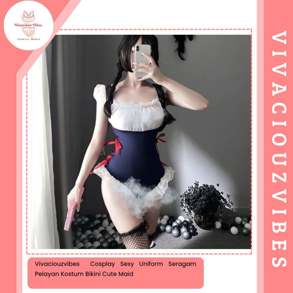 Vivaciouzvibes Cosplay Sexy Uniform Seragam Pelayan Kostum Bikini Cute Maid