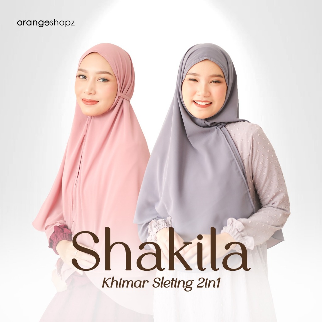 Orangeshopz - Khimar Zipper Sleting 2in1 Jumbo Syari 2 Layer Cerruty Baby Doll Premium Shakila Hijab