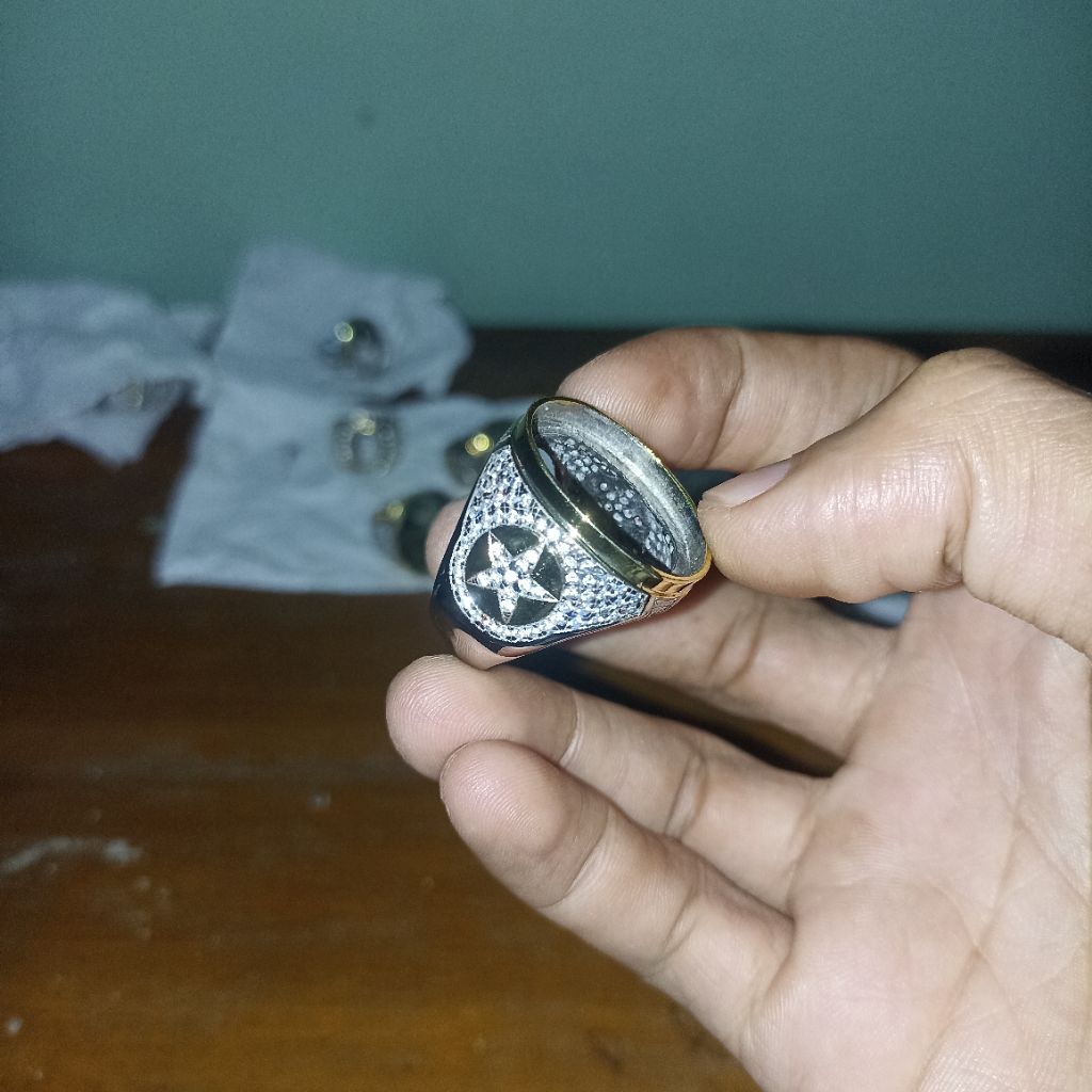 RING KUNINGAN SARI SUPER MEWAH CINCIN MEWAH MURAH ELEGAN IKETAN BATU AKIK EMBAN BATU AKIK MICROSETTI