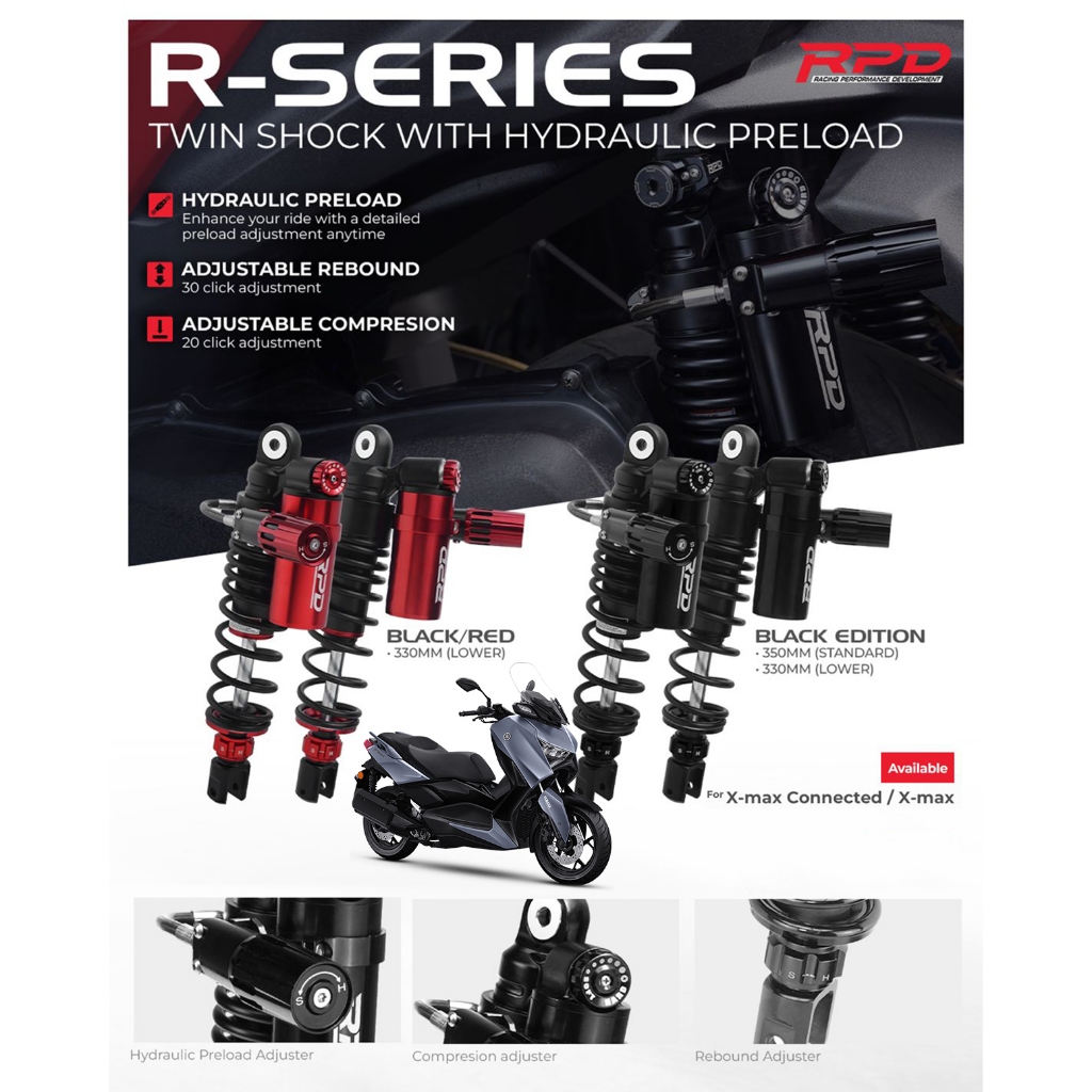 RPD SHOCK YAMAHA XMAX R-Series Suspension / SHOCK RPD XMAX CONNECTED TECHMAX (350MM)