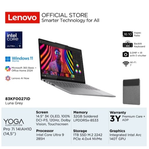 Lenovo Yoga Pro 7i Aura Edition Ultra 9 Garansi Resmi