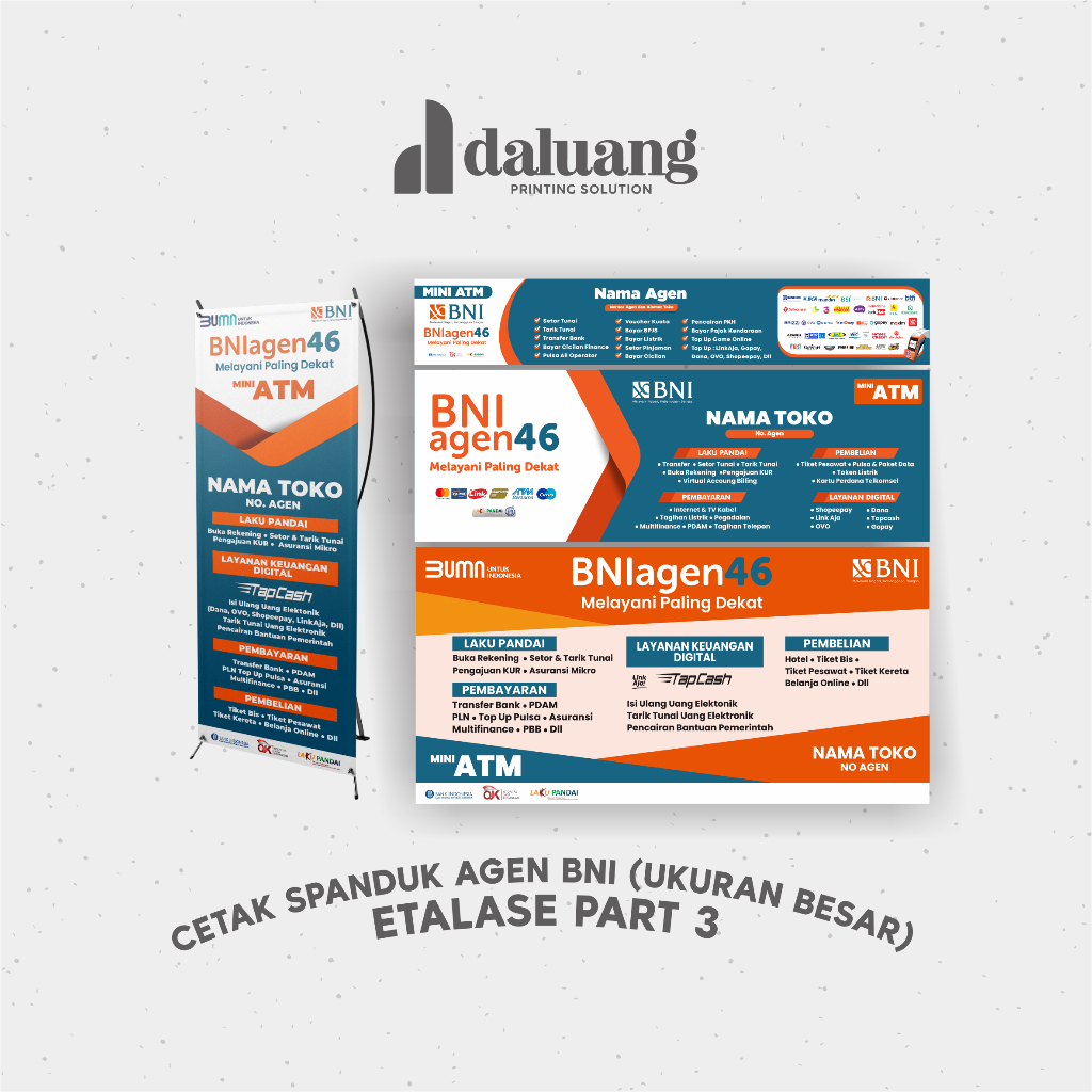 Spanduk Banner Agen 46 Agen46 BNI Custom (Banner Part 3 Ukuran Besar) Bisa COD