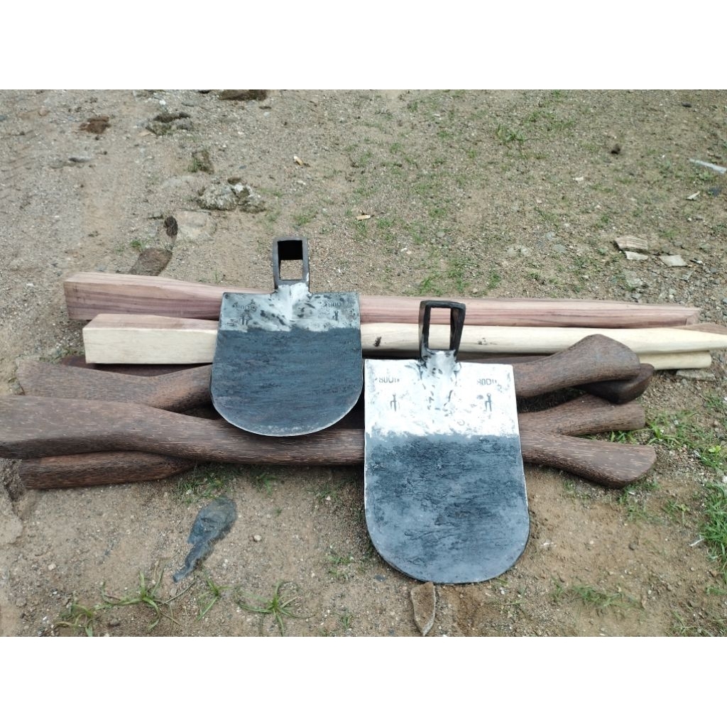 cangkul + gagang anti lengket siap pakai , cangkul sawah anti lengket , cangkul pupukan , pacul anti