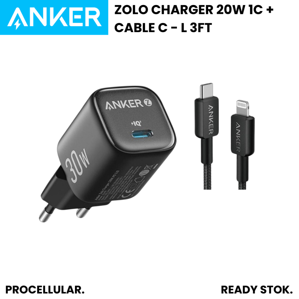 Anker ZOLO Charger Adaptor USB C 20W With Kabel Type C to Lightning