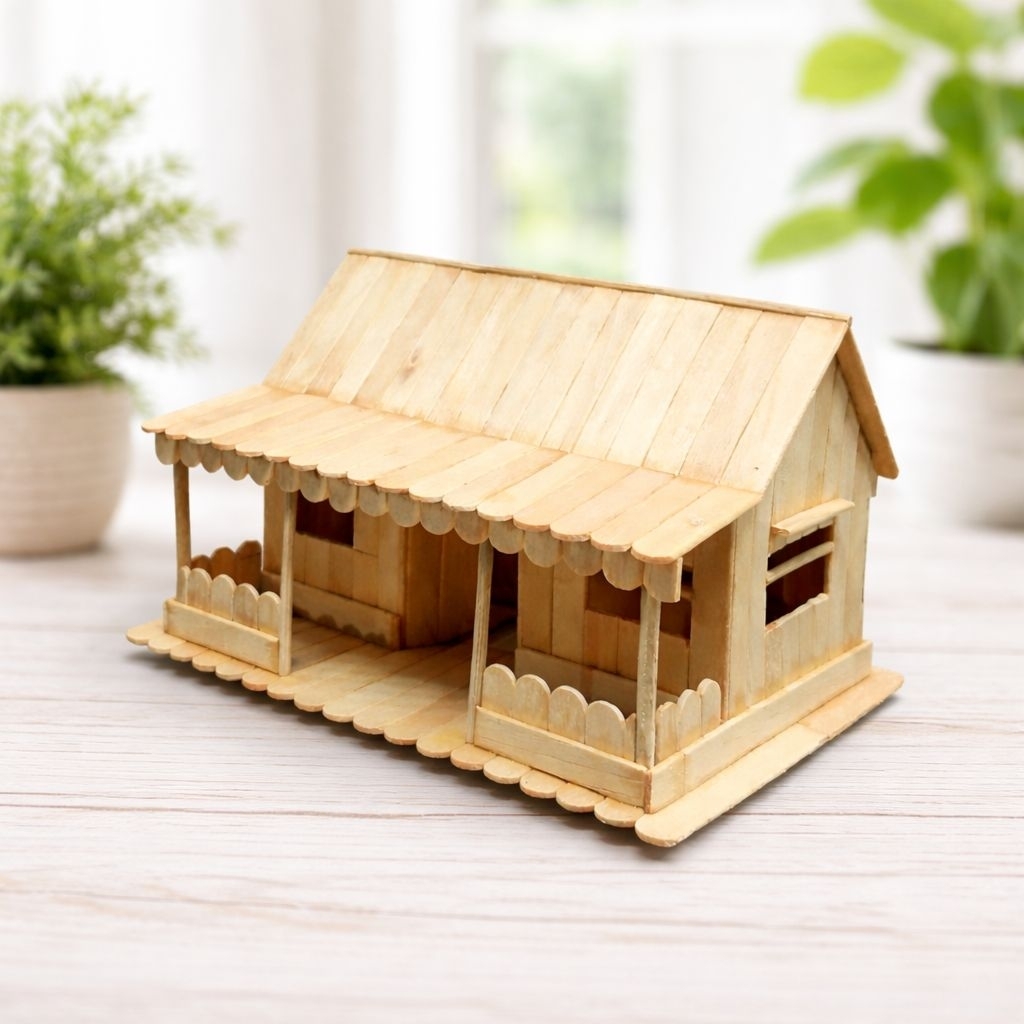 Bikincraft Miniatur Rumah Adat Betawi dari Stik Es Krim - Dekorasi, ,hiasan, tugas sekolah, Kado, Di