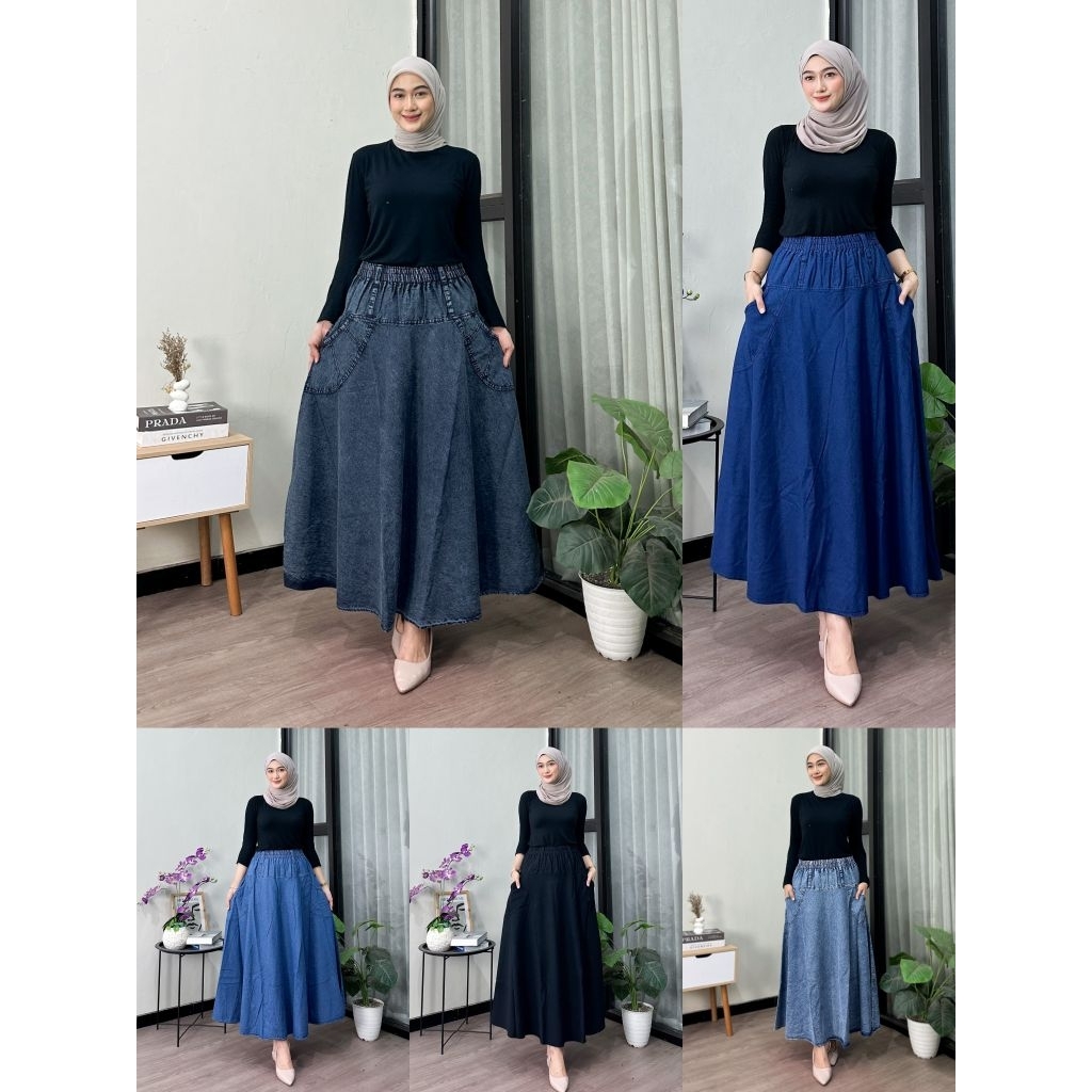 rok lebar payung jens-rok lebar payung-rok jens-rok lebar jens-bawahan wanita-bawahan lebar payung-b