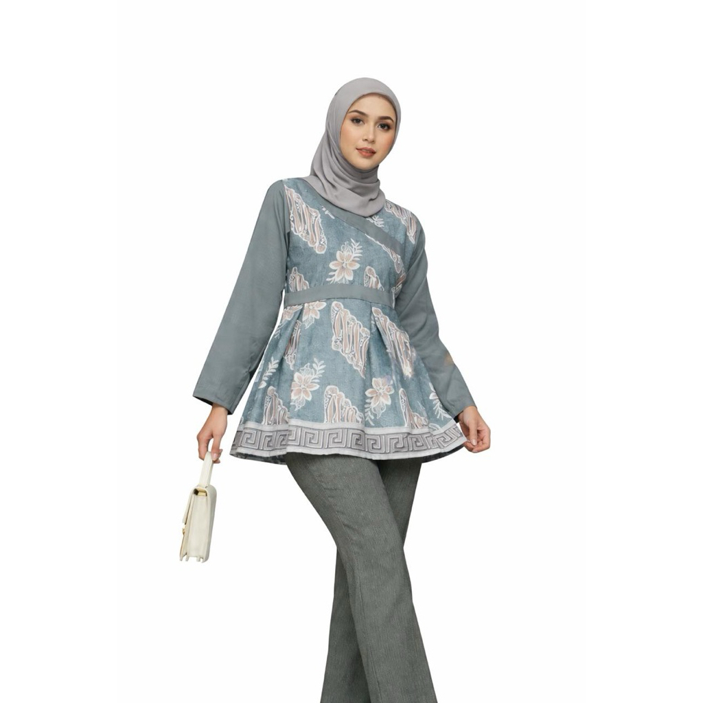 Undurjoyo Blouse Kembang Seno Atasan Batik Wanita Kantor bluse wanita lengan panjang bluse wanita bl