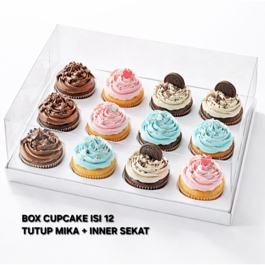 BOX CUPCAKE ISI 12 TUTUP MIKA / KARDUS CUPCAKE / KOTAK CUPCAKE