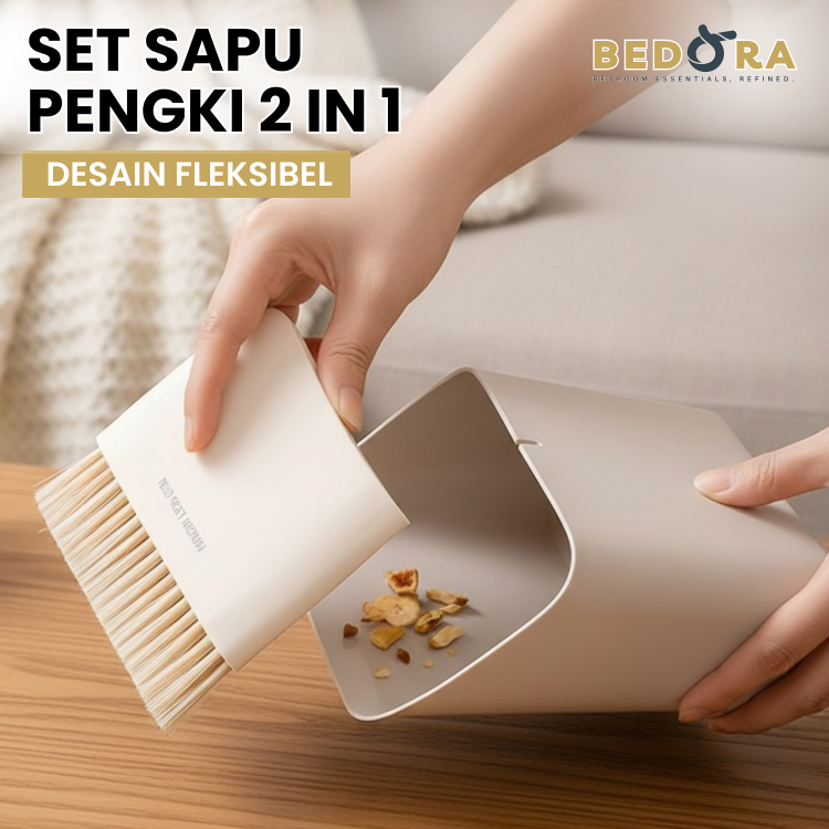 Sapu Pengki Set 2 in 1 Sapu Mini Set Serok Tempat Sampah Meja Sapu Kecil Untuk Mobil