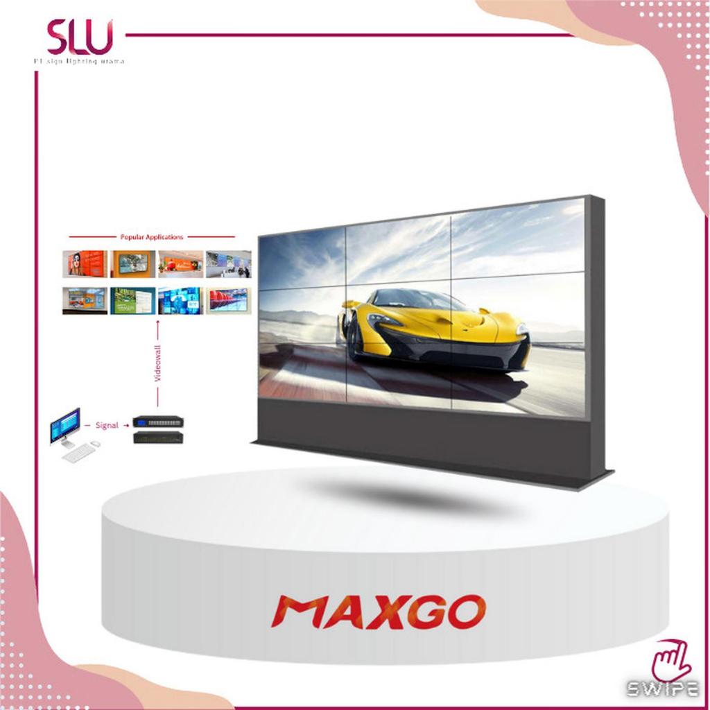 MAXGO Lcd Videowall 49 Inchi Bezel 3,5 mm Layar Besar Kontrol CMS Sudut 178 Derajat untuk Rumah Saki