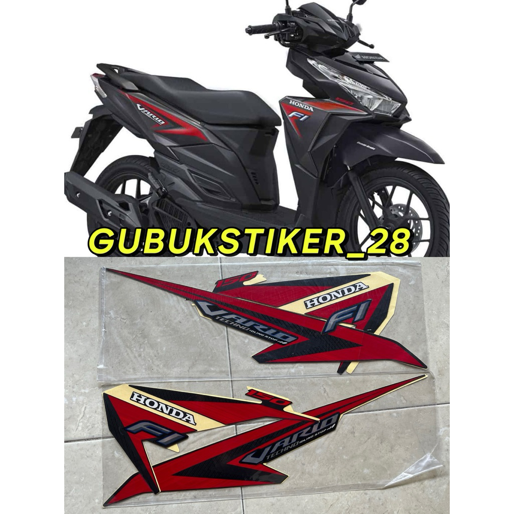ORIGINAL STRIPING STIKER LIS BODY MOTOR HONDA VARIO TECHNO 150 IDLING STOP 2015 HITAM