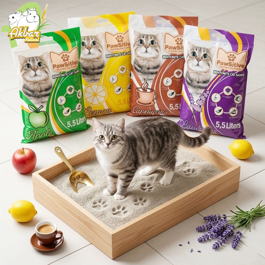 Pasir kucing Gumpal Wangi 5,5 liter Pawsitive | Pawsitive Cat Litter 5.5L Pasir kucing bentonite