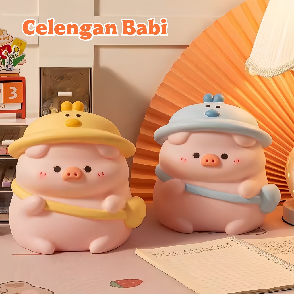 Celengan Babi Lucu Import - Celengan Piggy Bank Anti Pecah, Celengan Babi Karakter Aesthetic untuk H