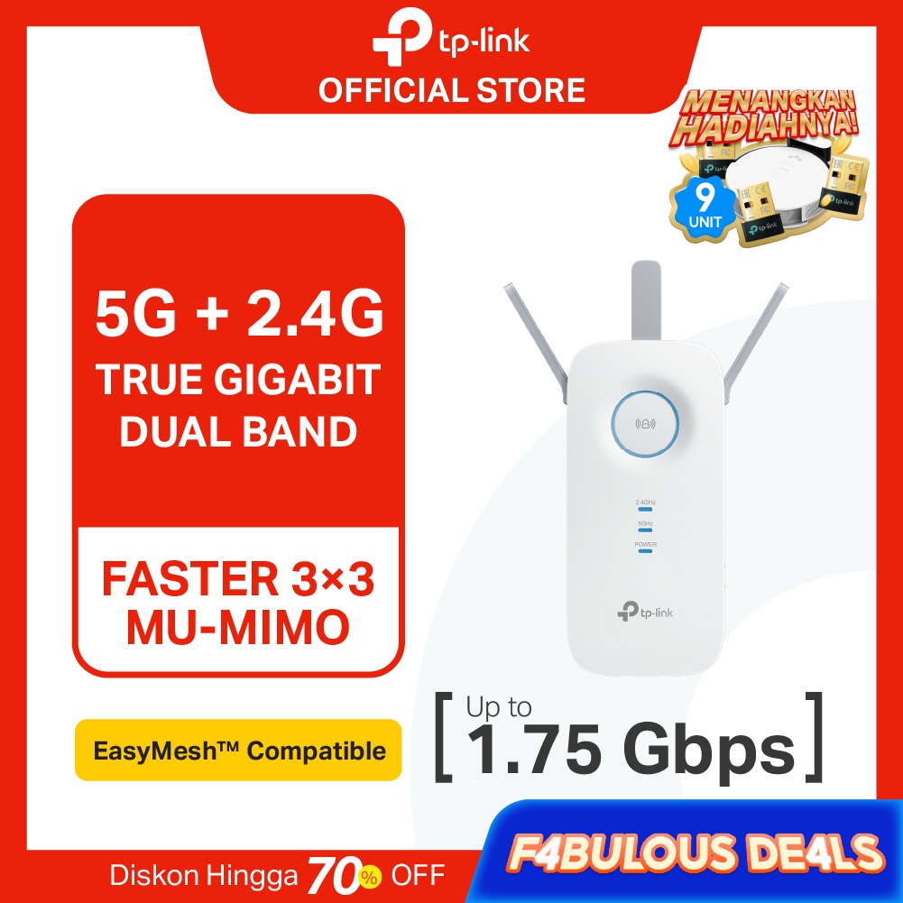 TP-Link RE450 | AC1750 WiFi 5 Extender | Dual Band | Wireless Repeater | Mesh | Access Point WPA