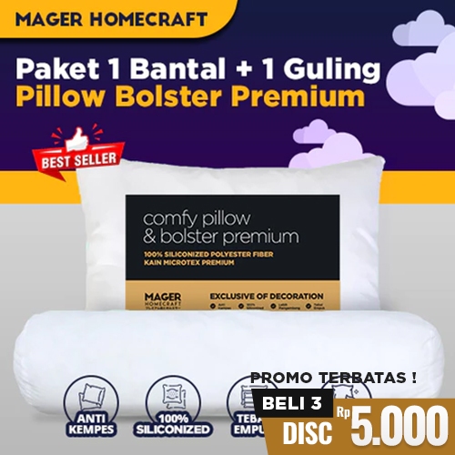 MH - Paket 1 Bantal Tidur & 1 Guling Silicon 100% Grade A