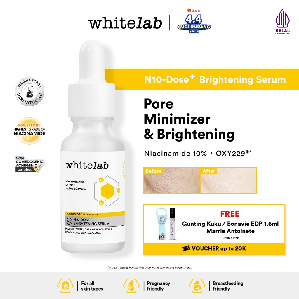 Whitelab Serum Niacinamide 10% Brightening - Serum Pencerah Wajah Intensif N10-Dose+ 2.0
