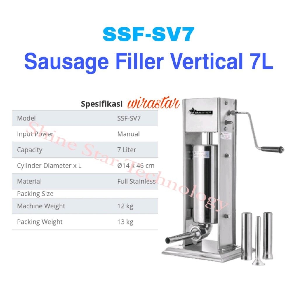 Wirastar Sausage Filler Vertical SSF-SV5 & SSF-SV7 Mesin Sosis 5L & 7L