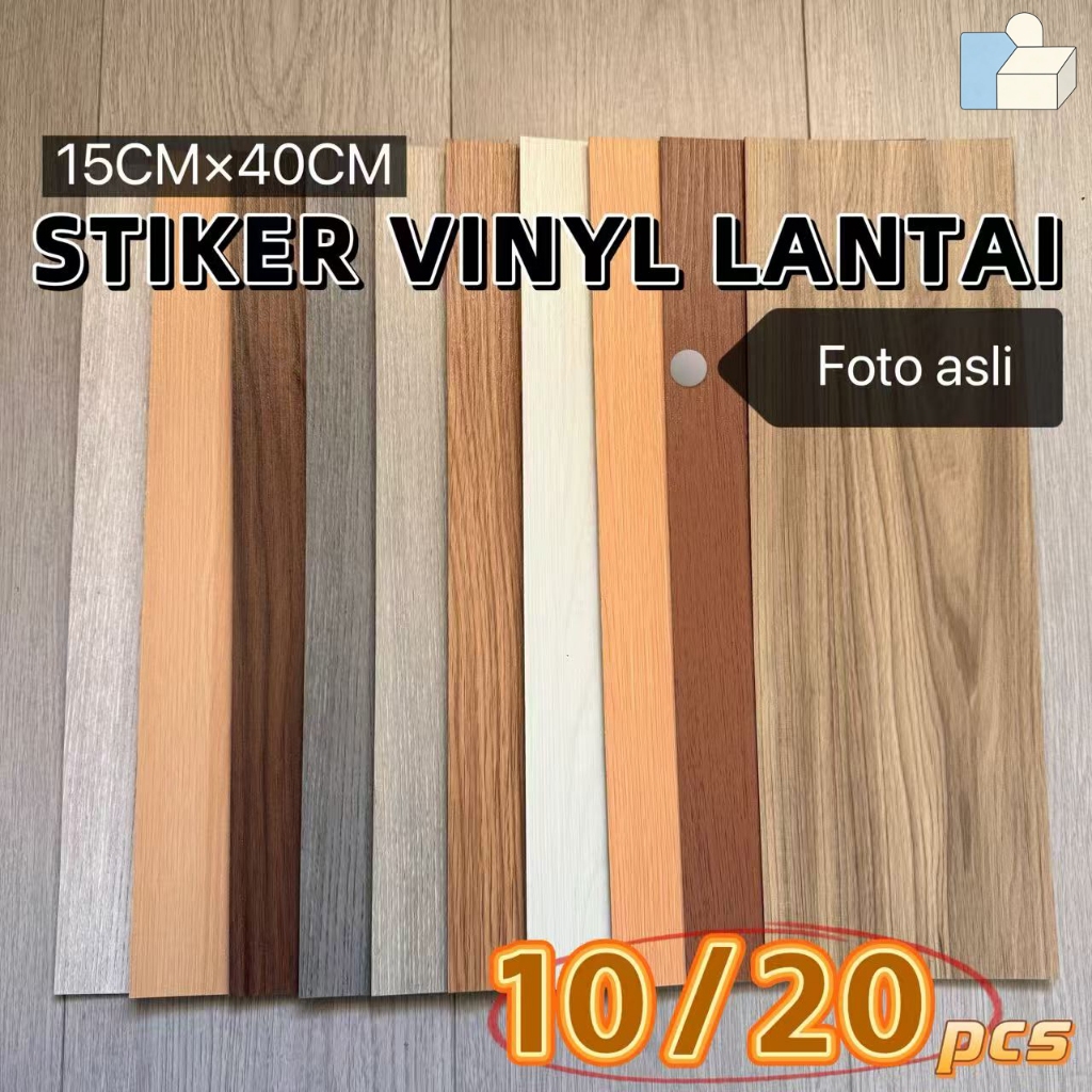 PAKET-10/20PCS Vinyl Lantai Stiker Motif Kayu Floor Vinyl Lantai Waterproof 15×45CM