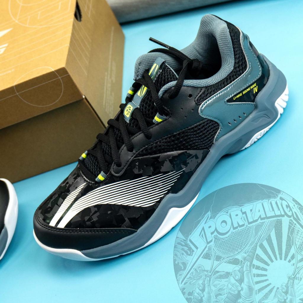Sepatu Badminton Li-Ning / LiNing Sound Wave IV / Soundwave IV AYTV015 Black Stormy Wheater