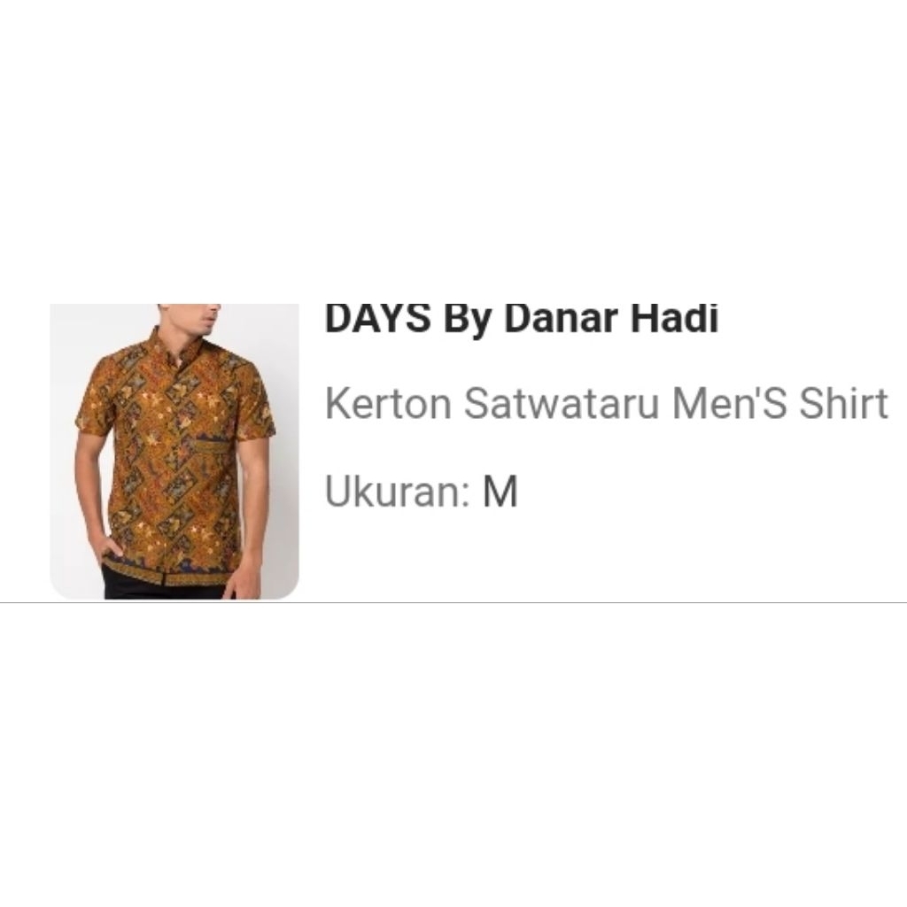 DAYS By Danar Hadi Kemeja Batik Lengan Pendek Pria Motif Kerton Satwataru M Formal Casual