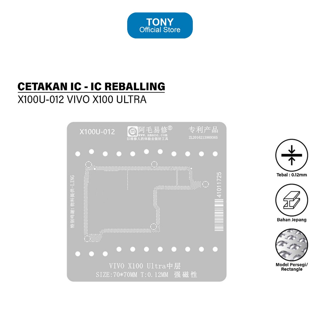 PERALATAN ELEKTRONIK / ELECTRONIC TOOLS – CETAKAN IC / IC MOLD – AMAOE – CETAKAN IC X100U-012 VIVO X