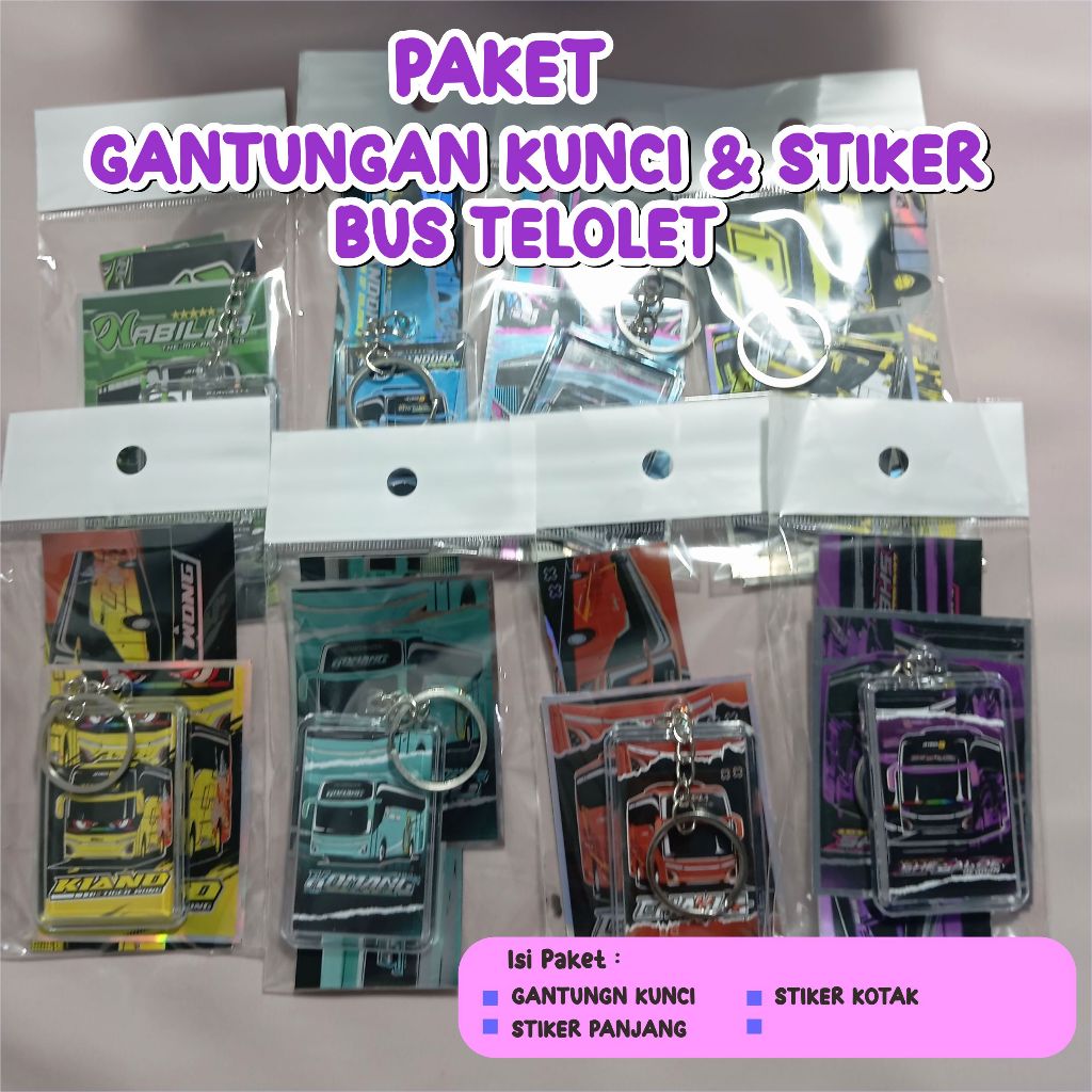 PAKET GANTUNGAN KUNCI BUS BASURI + STIKER BUS BASURI TELOLET (PAKET)