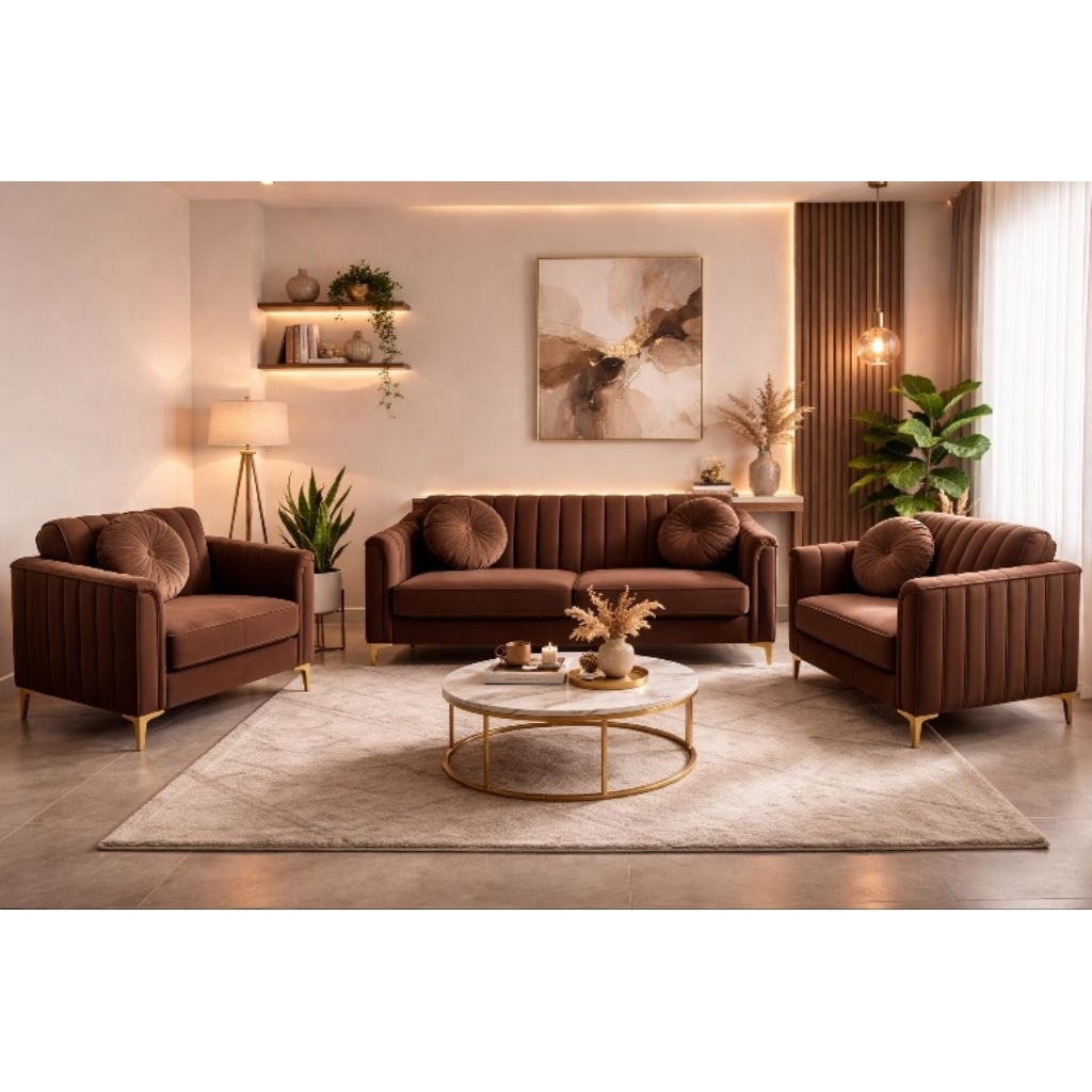 sofa 321 premium warna coklat sofa mewah untuk ruang tamu nyaman