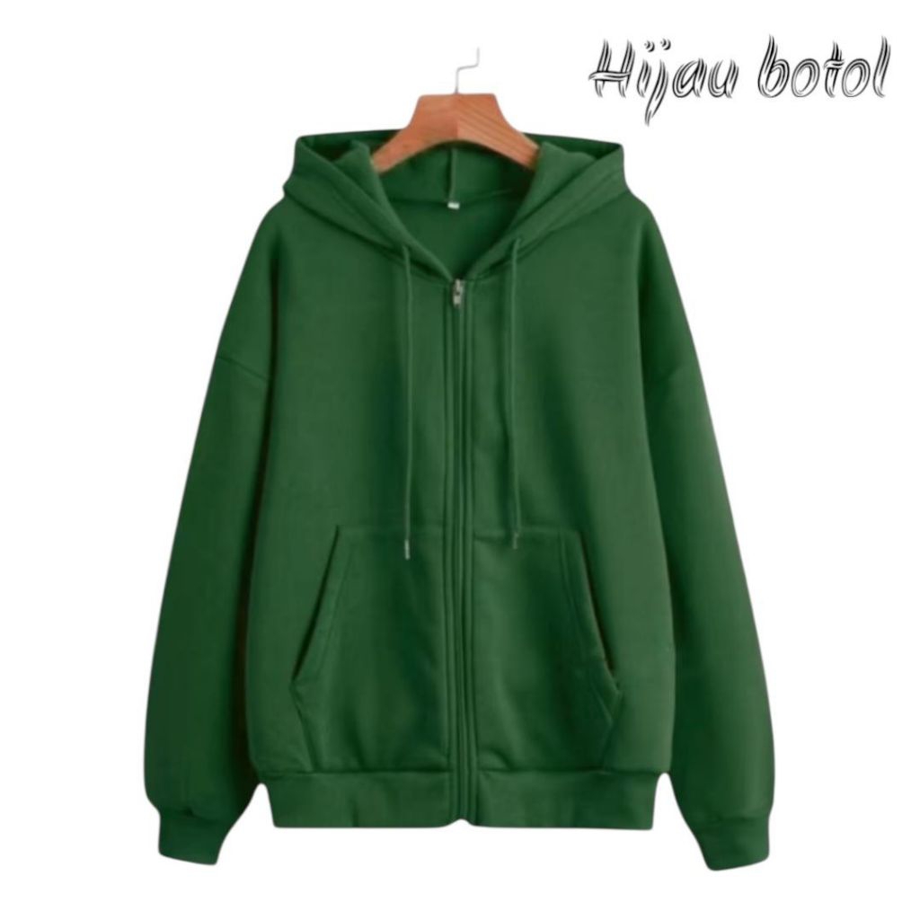 Jaket Hoodie Zipper Unisex Fleece PE Gramasi 240 Nyaman Dipakai Ukuran L-XXL