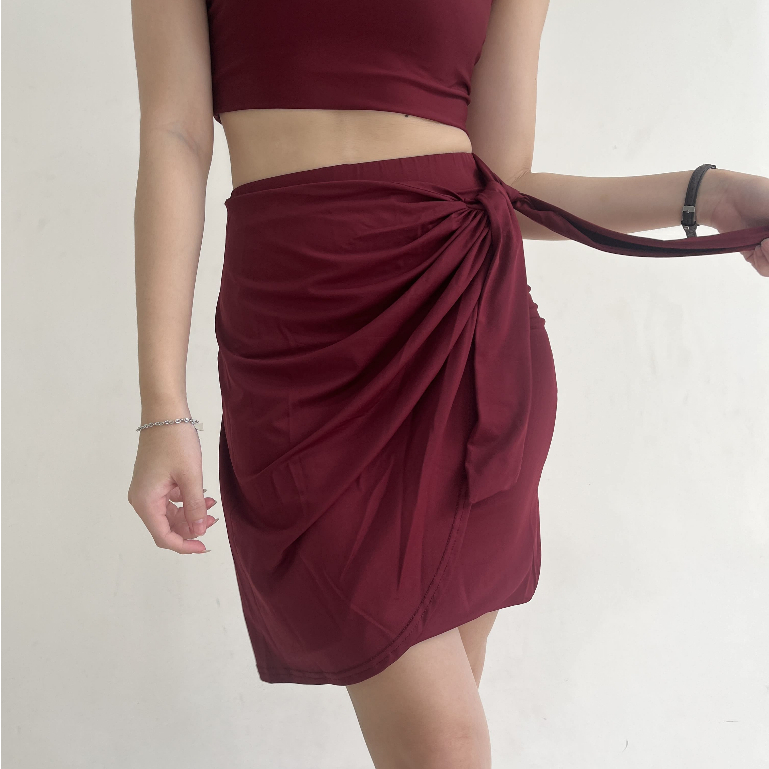 [Lolabae] SHERLY Summer Skirt | Casual Beachwear | Rok Pendek Wanita | Rok Mini | Wrap Skirt | Beach