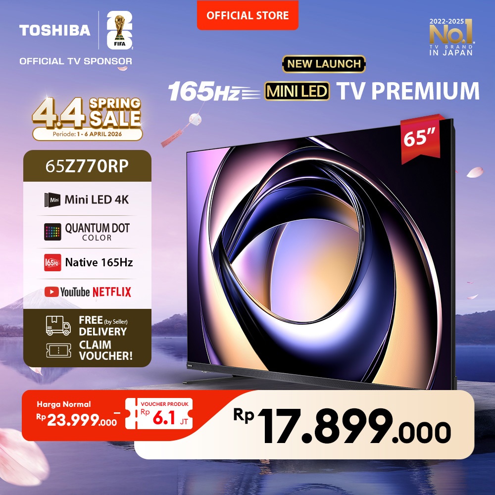 [AI 4K Mini LED 165Hz] Toshiba TV 65" 4K UHD AI Smart TV - Dolby Vision IQ + Atmos Regza ZRi 2.1.2 S