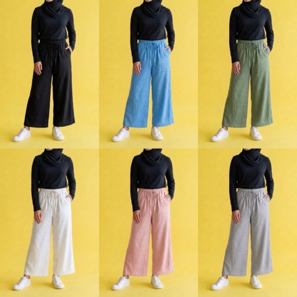 Celana Kulot Highwaist Wanita Jumbo Katun M-XXL