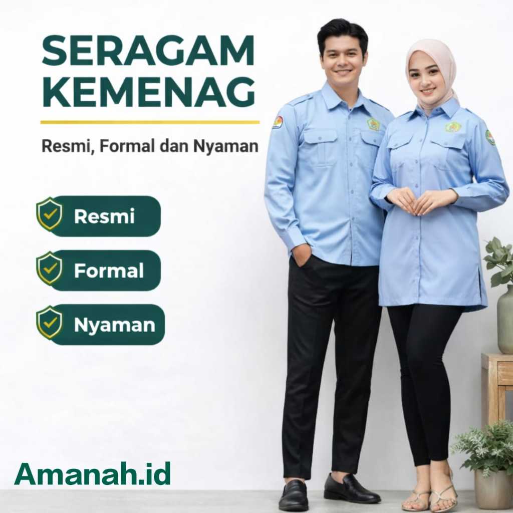 PDH Kemenag Biru Muda Pria Wanita Lengan Panjang – Seragam Dinas Resmi Bahan Premium