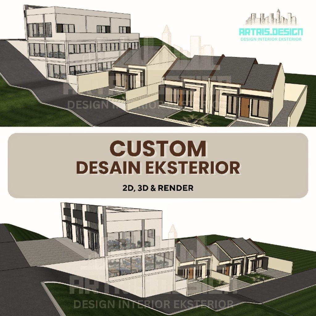Custom Desain Eksterior per 10m² (2D 3D Render)