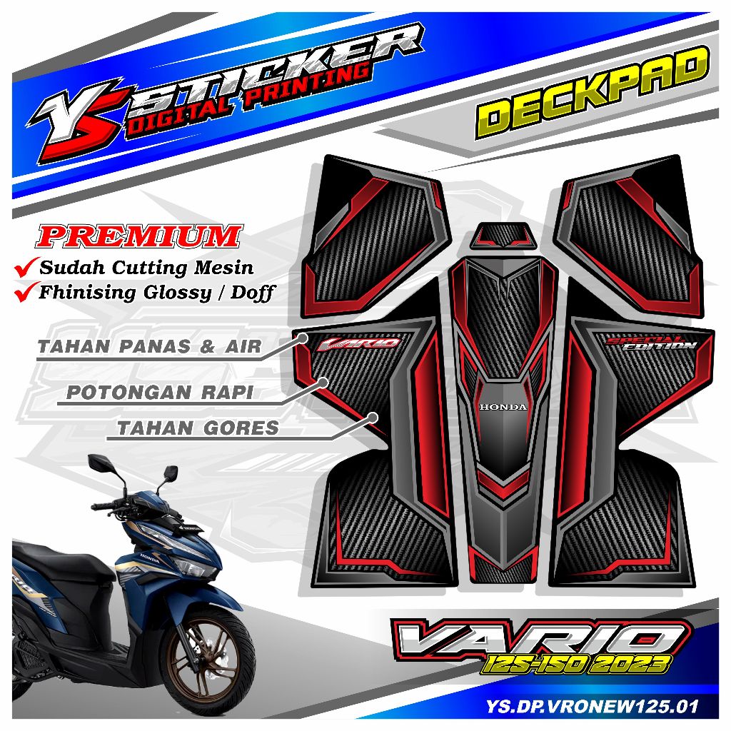 Stiker TANKPAD Motor VARIO 125 NEW 2023 Premium & Standar | Stiker Karbon Anti Gores Tahan Air Panas