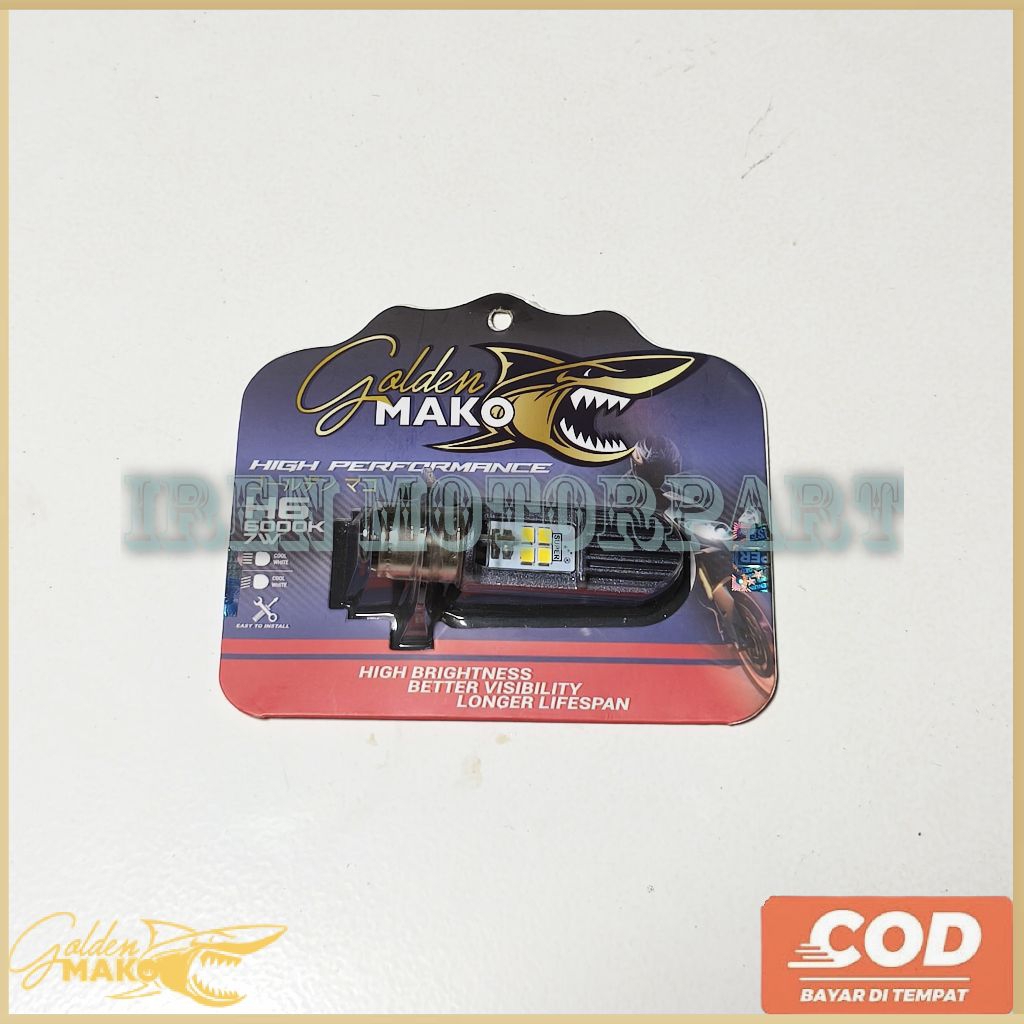 GM - LAMPU DEPAN H6 LED MIO SPORTY SMILE F1ZR NOUVO VEGA GRAND BEAT DLL MERK GOLDEN MAKO BOHLAM 6000