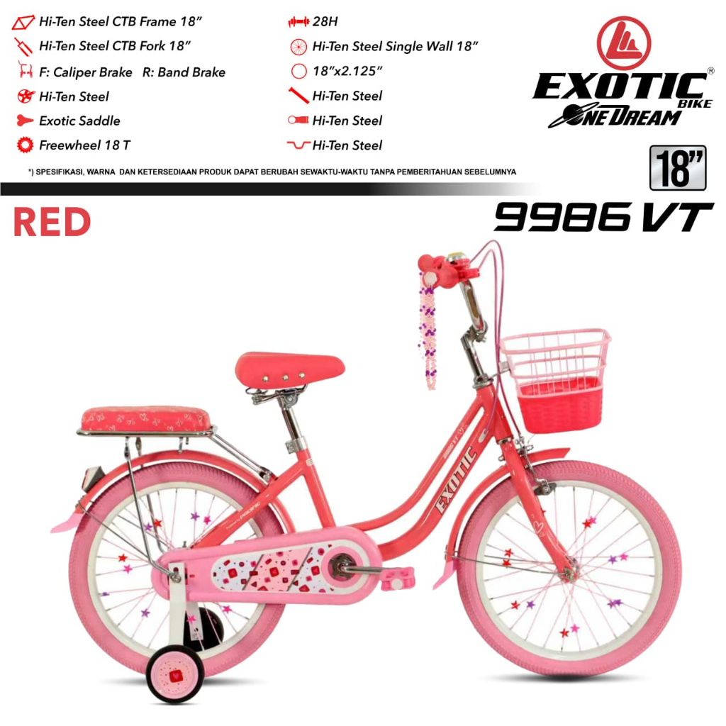 sepeda anak perempuan 18inch exotic 9986 VT terabru sepeda anak