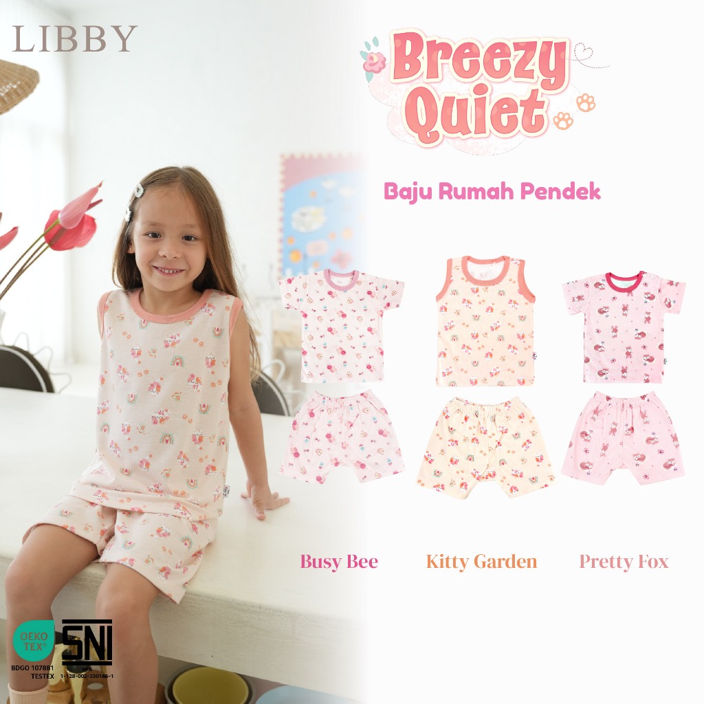 LIBBY Setelan Oblong Pendek & Oblong Kutung Motif Anak Perempuan (1 stel) | Berry Zoona | Breezy Qui