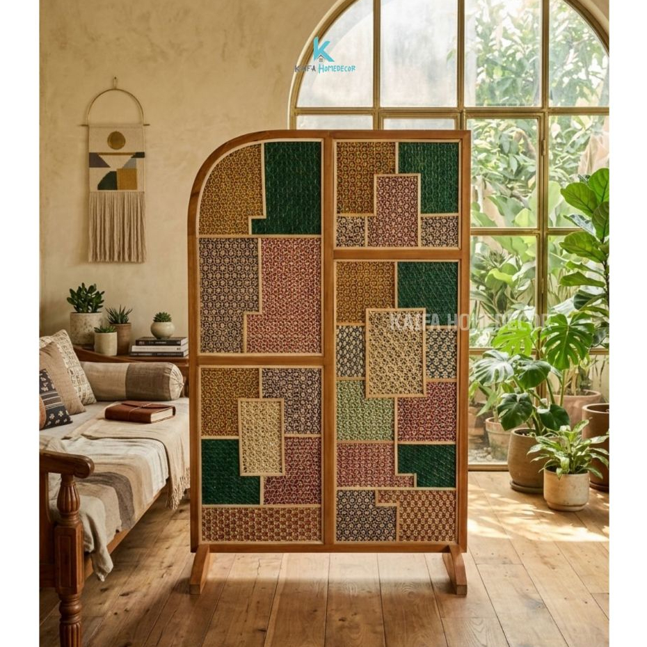 ( FREE PACKING KAYU ) Sketsel Anyaman Bambu/ Pembatas Ruangan - Partisi Anyaman Bambu Estetik