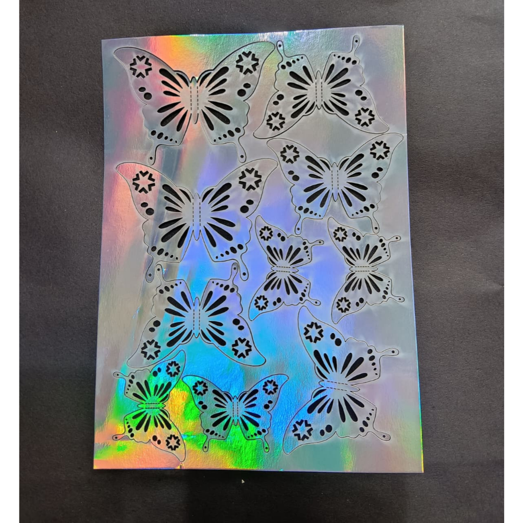 cake topper kupu kupu metalik warna emas dan warna silver isi lembar 10 kupu kupu/cake topper kilat/